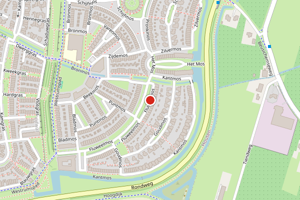 Brandweer-melding op Fluweelmos, Houten op 28 juni, kaart-overzicht