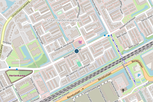 Politie-melding op Vossenschanslaan, Woerden op 3 juli, kaart-overzicht