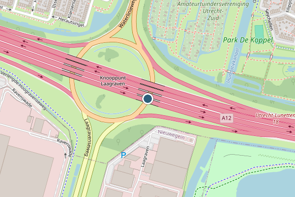 Politie-melding op Knooppunt Laagraven, Utrecht op 4 juli, kaart-overzicht
