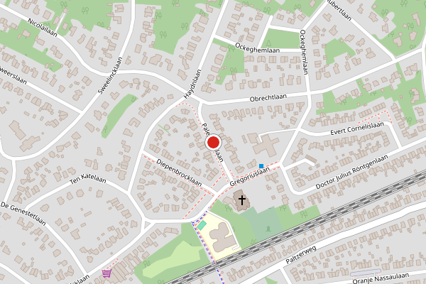 Brandweer-melding op Palestrinalaan, Bilthoven op 4 juli, kaart-overzicht