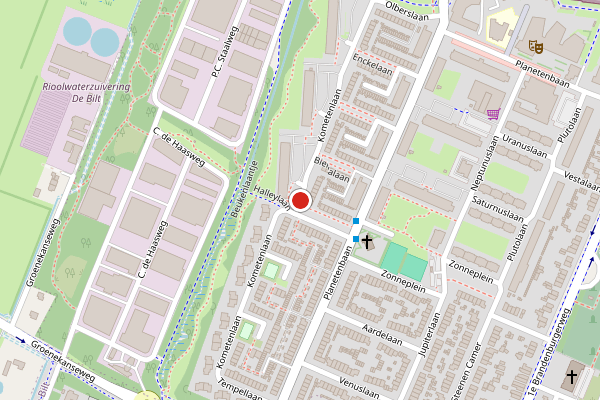 Brandweer-melding op Kometenlaan, Bilthoven op 5 juli, kaart-overzicht