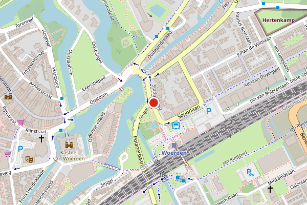 Brandweer-melding op Stationsweg, Woerden op 5 juli, kaart-overzicht