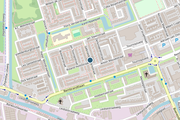 Politie-melding op Gebr. Marisstraat, Woerden op 7 juli, kaart-overzicht