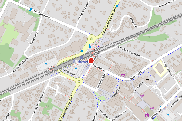 Brandweer-melding op Emmaplein, Bilthoven op 7 juli, kaart-overzicht