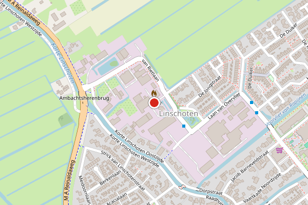 Brandweer-melding op van Rietlaan, Linschoten op 8 juli, kaart-overzicht