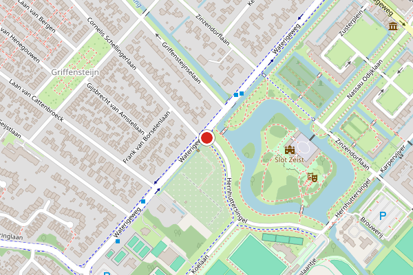 Brandweer-melding op Waterigeweg, Zeist op 9 juli, kaart-overzicht