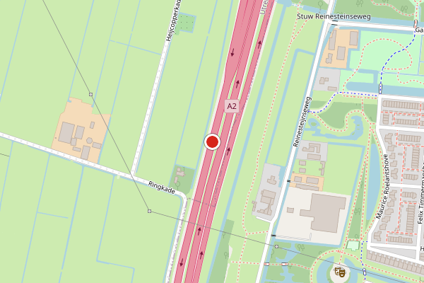 Brandweer-melding op A2 Li, Nieuwegein op 10 juli, kaart-overzicht