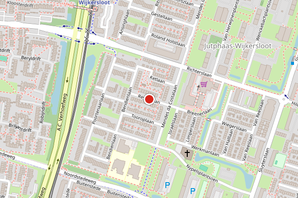Brandweer-melding op Reyerslaan, Nieuwegein op 12 juli, kaart-overzicht