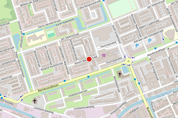 Brandweer-melding op Anton Mauvestraat, Woerden op 12 juli, kaart-overzicht