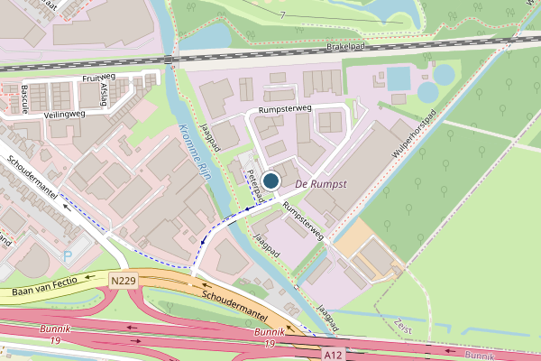 Politie-melding op Rumpsterweg, Bunnik op 13 juli, kaart-overzicht