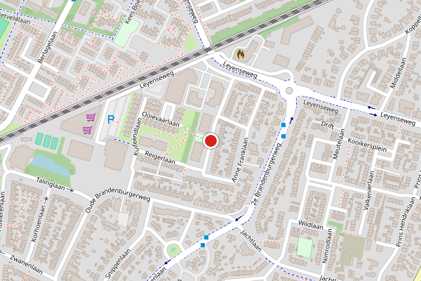 Brandweer-melding op Anne Franklaan, Bilthoven op 14 juli, kaart-overzicht