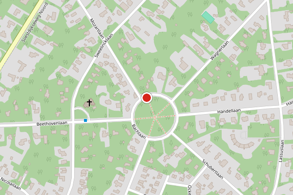 Brandweer-melding op Bachlaan, Bilthoven op 16 juli, kaart-overzicht