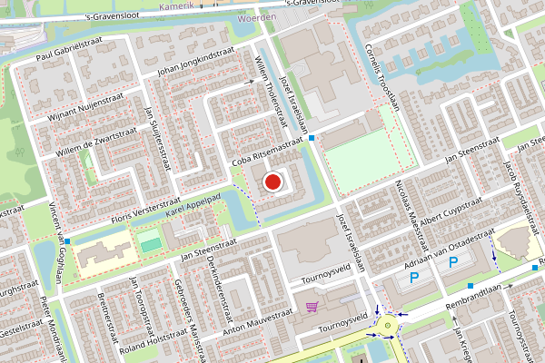 Brandweer-melding op Herman van Swaneveltplein, Woerden op 16 juli, kaart-overzicht