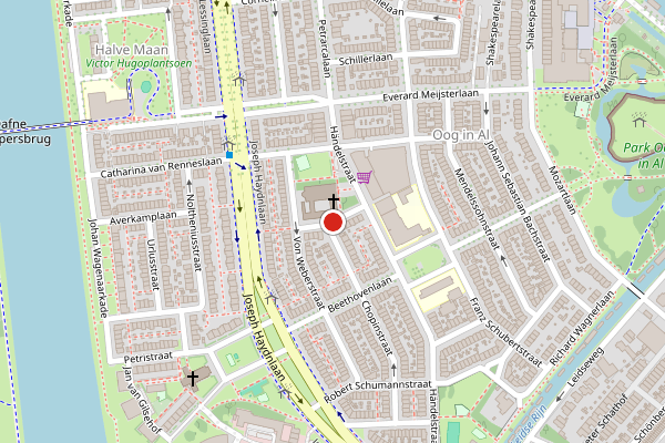 Brandweer-melding op Palestrinastraat, Utrecht op 17 juli, kaart-overzicht