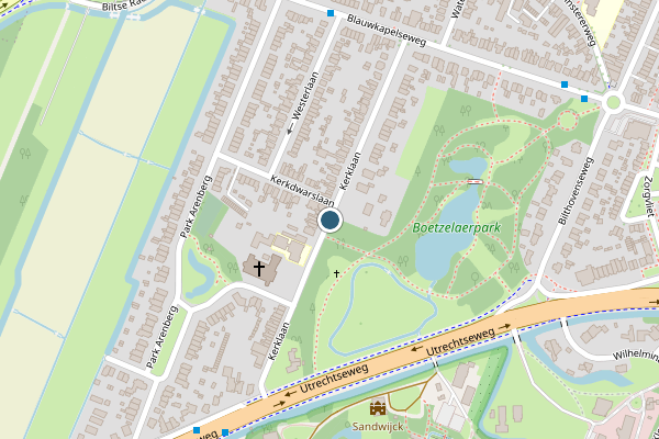 Politie-melding op Kerklaan, De Bilt op 16 juli, kaart-overzicht