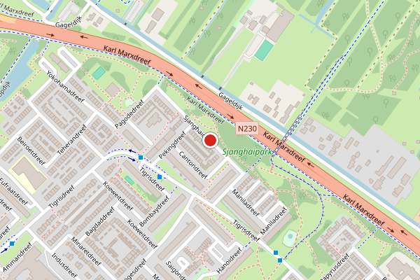 Brandweer-melding op Sjanghaidreef, Utrecht op 17 juli, kaart-overzicht