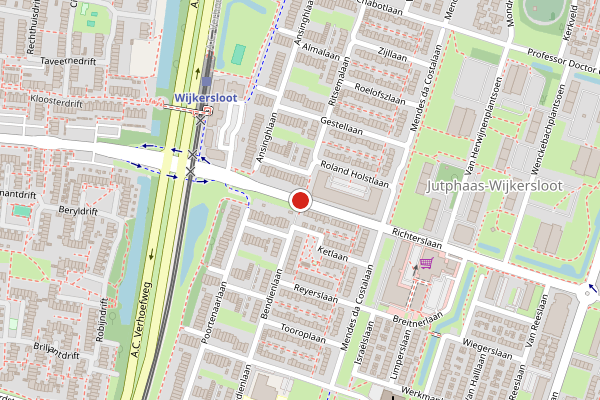 Brandweer-melding op Richterslaan, Nieuwegein op 17 juli, kaart-overzicht