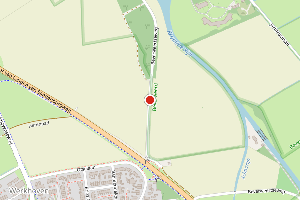 Brandweer-melding op Beverweertseweg, Werkhoven op 18 juli, kaart-overzicht
