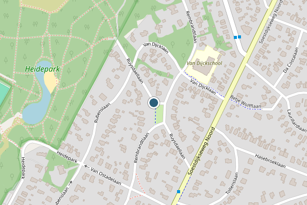 Politie-melding op Ruysdaellaan, Bilthoven op 21 juli, kaart-overzicht