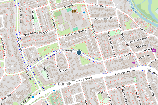 Politie-melding op J F Kennedylaan, Bunnik op 21 juli, kaart-overzicht