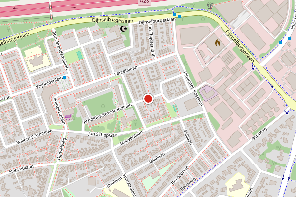 Brandweer-melding op Johan C. Meijerlaan, Zeist op 23 juli, kaart-overzicht