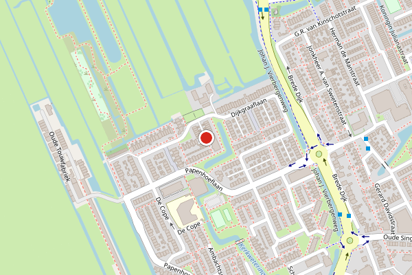 Brandweer-melding op Dijkgraaflaan, Oudewater op 23 juli, kaart-overzicht