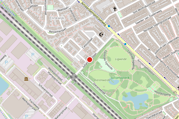 Brandweer-melding op Julianaparklaan, Utrecht op 24 juli, kaart-overzicht