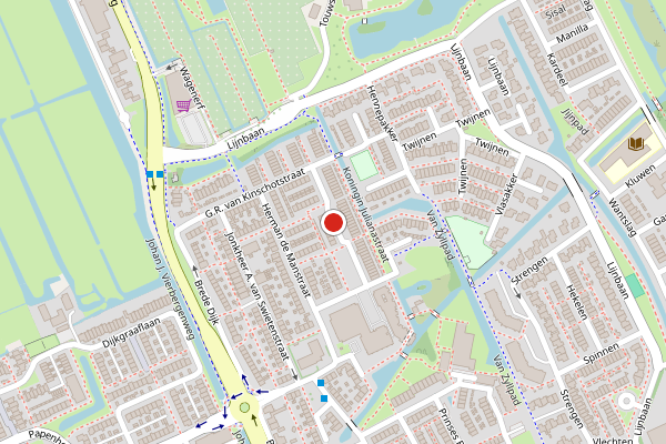 Brandweer-melding op Koningin Julianastraat, Oudewater op 25 juli, kaart-overzicht