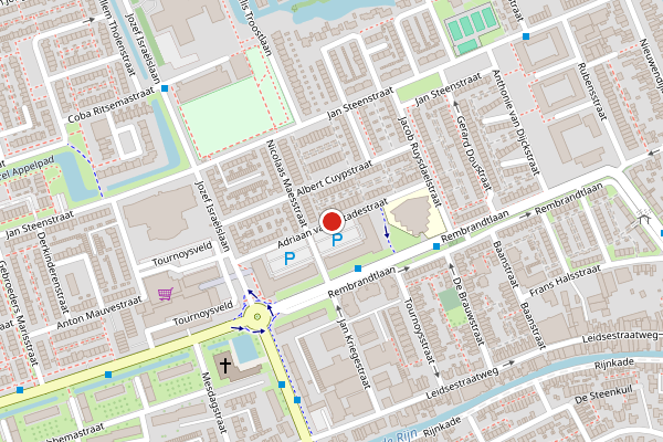 Brandweer-melding op Adriaan van Ostadestraat, Woerden op 25 juli, kaart-overzicht