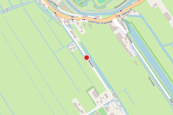 Brandweer-melding op De Meent, Oudewater op 27 juli, kaart-overzicht
