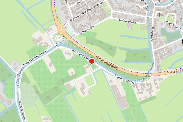 Brandweer-melding op Engherzandweg, Linschoten op 27 juli, kaart-overzicht