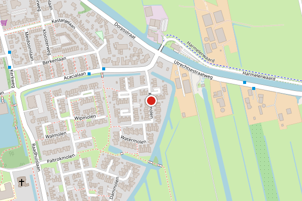 Brandweer-melding op Korenmolen, Harmelen op 5 augustus, kaart-overzicht