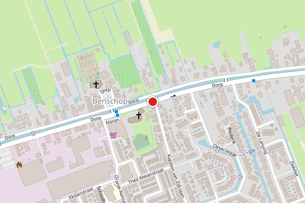 Brandweer-melding op Dorp, Benschop op 6 augustus, kaart-overzicht