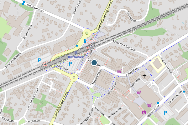 Politie-melding op Julianalaan, Bilthoven op 3 juni, kaart-overzicht