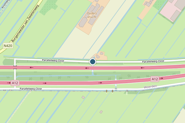 Politie-melding op Parallelweg-oost, Woerden op 31 mei, kaart-overzicht