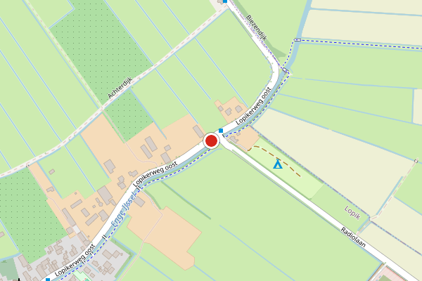 Brandweer-melding op Lopikerweg oost, Lopikerkapel op 23 mei, kaart-overzicht