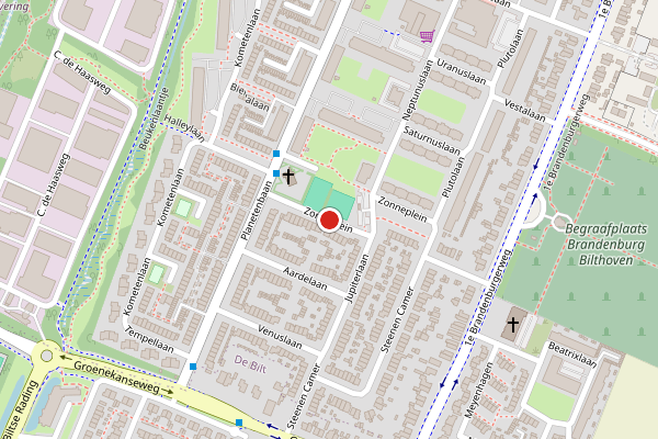Brandweer-melding op Zonneplein, Bilthoven op 5 juni, kaart-overzicht