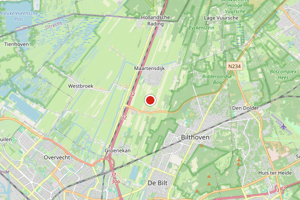 Brandweer-melding op Zonneplein", Bilthoven op 5 juni, kaart-overzicht