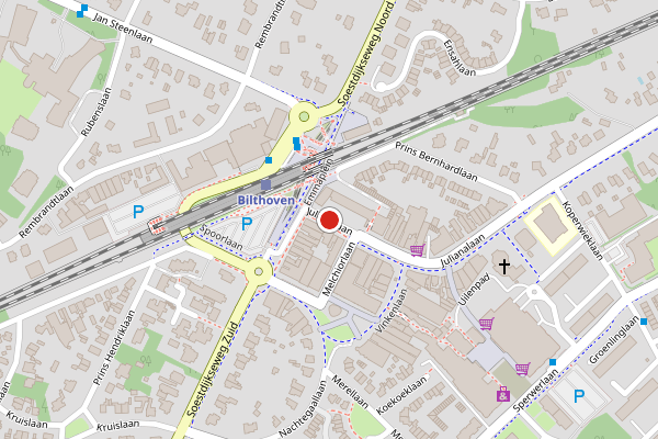 Brandweer-melding op Julianalaan, Bilthoven op 6 juni, kaart-overzicht