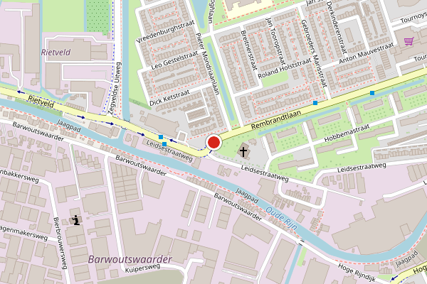 Brandweer-melding op Rembrandtlaan, Woerden op 8 juni, kaart-overzicht