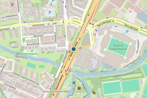 Politie-melding op Waterlinieweg, Utrecht op 12 juni, kaart-overzicht