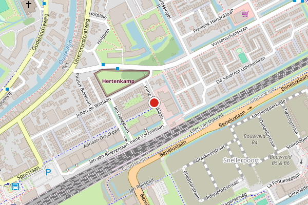 Brandweer-melding op Irene Vorrinklaan, Woerden op 12 juni, kaart-overzicht