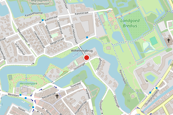 Brandweer-melding op Oostsingel, Woerden op 12 juni, kaart-overzicht
