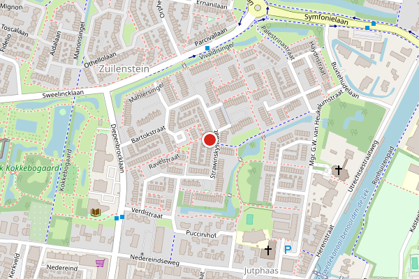Brandweer-melding op Strawinskystraat, Nieuwegein op 13 juni, kaart-overzicht