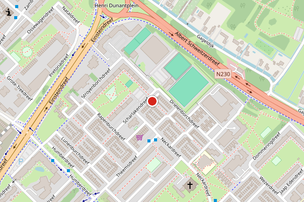 Brandweer-melding op Scharlakendreef, Utrecht op 14 juni, kaart-overzicht