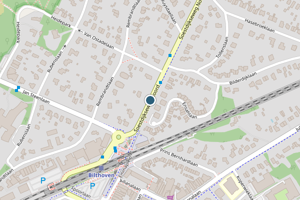 Politie-melding op Soestdijkseweg Noord, Bilthoven op 16 juni, kaart-overzicht