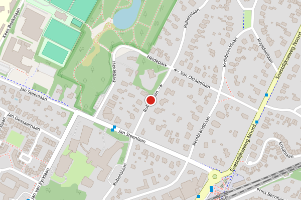Brandweer-melding op Rubenslaan, Bilthoven op 19 juni, kaart-overzicht