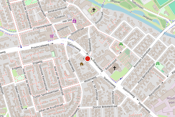 Brandweer-melding op Stationsweg, Bunnik op 19 juni, kaart-overzicht
