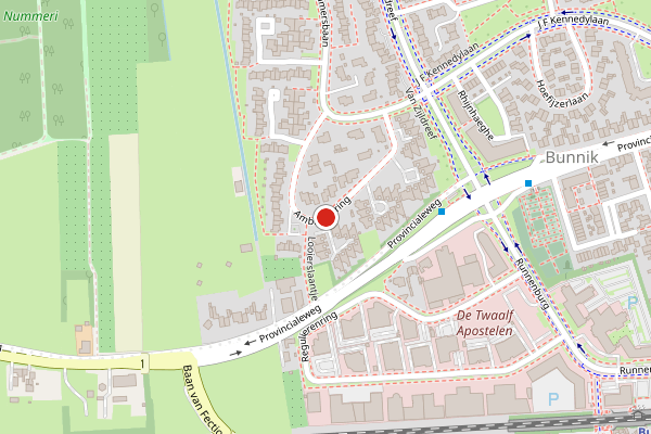 Brandweer-melding op Ambachtsring, Bunnik op 20 juni, kaart-overzicht