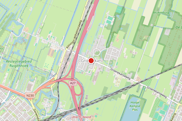 Brandweer-melding op Groenekan op 23 juni, kaart-overzicht
